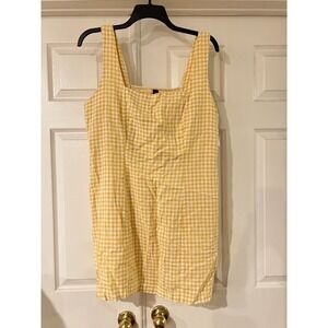 Old‎ Navy Womens Yellow Gingham Linen Blend Mini Dress Sz Xl Spring Nwt Sundress